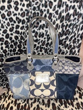 Coach Patchwork Blue Tote Bag